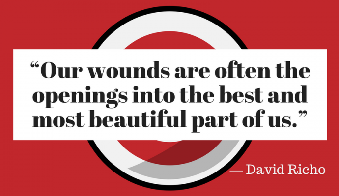 Our wound are often teh opening into the best and most beautiful part of us - david richo, psykoterapeut