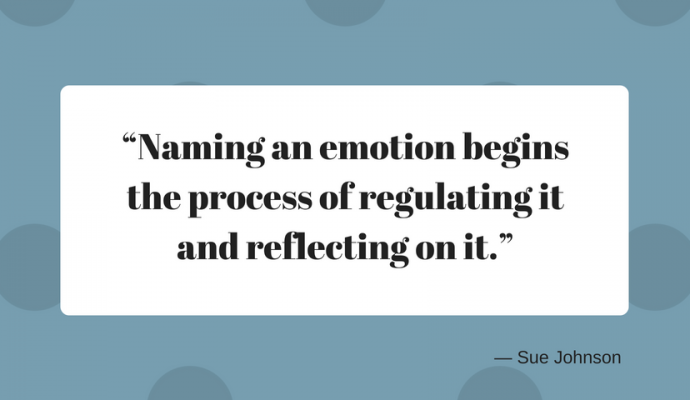 Naming an emotion begins the process of regulating it and reflecting on it.” — Sue Johnson