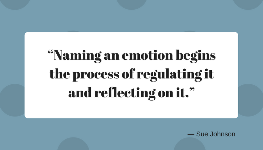 Naming an emotion begins the process of regulating it and reflecting on it.” — Sue Johnson